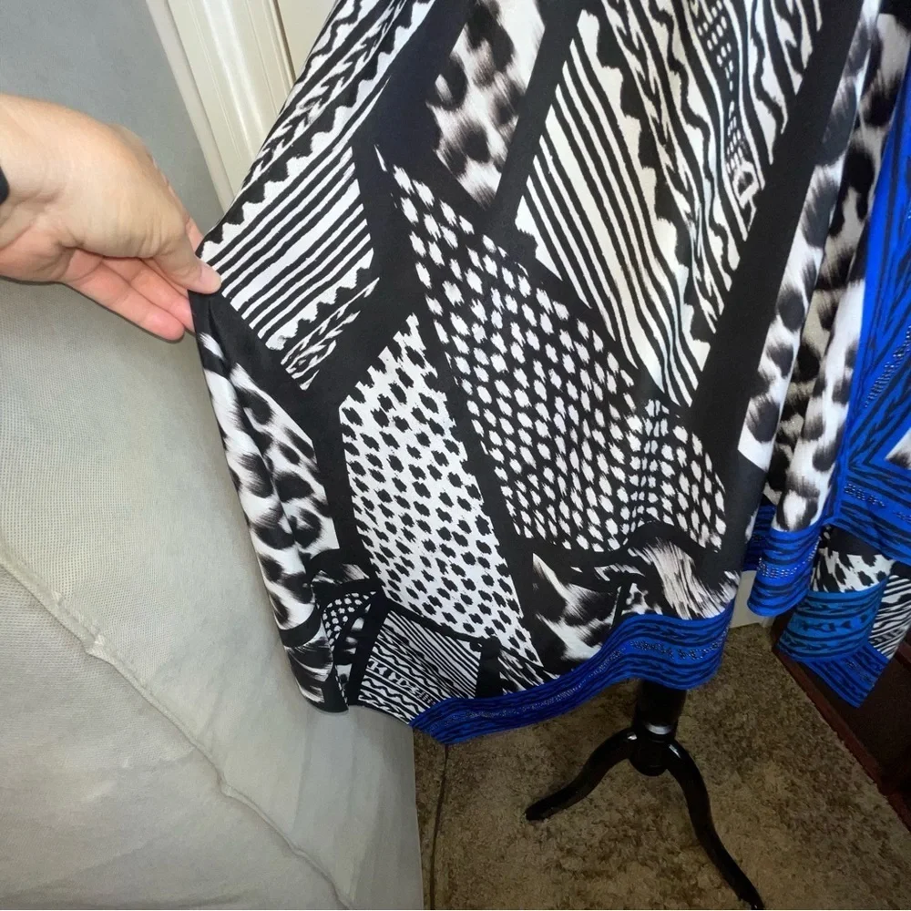 Chico’s Kimono Caftan Jacket Vest Cover Up Blue One Size L
